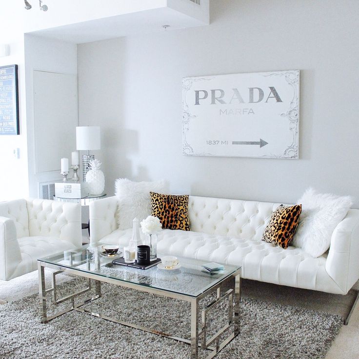 living room with white furniture photo - 6