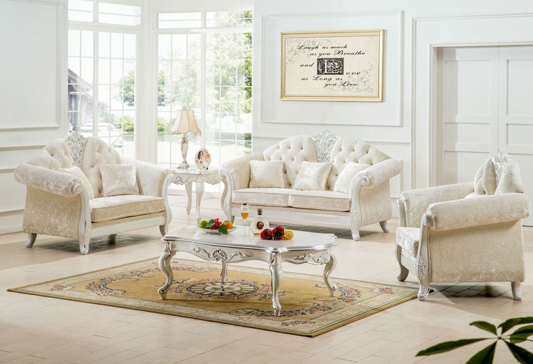 living room with white furniture photo - 7