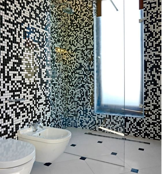 luxury bathroom glass tile photo - 3