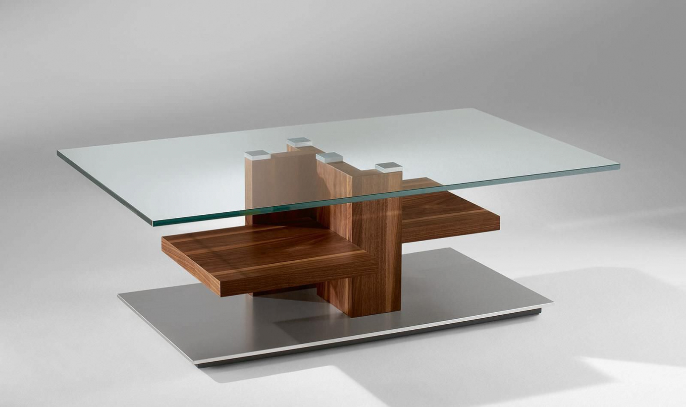 modern coffee table glass and wood photo - 1