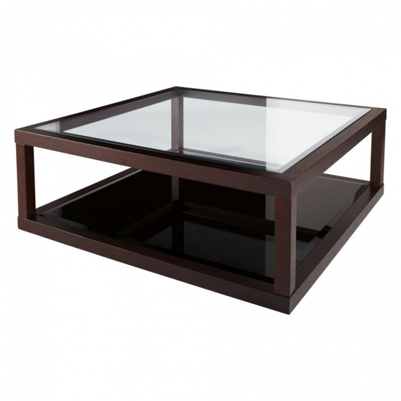 modern coffee table glass and wood photo - 10