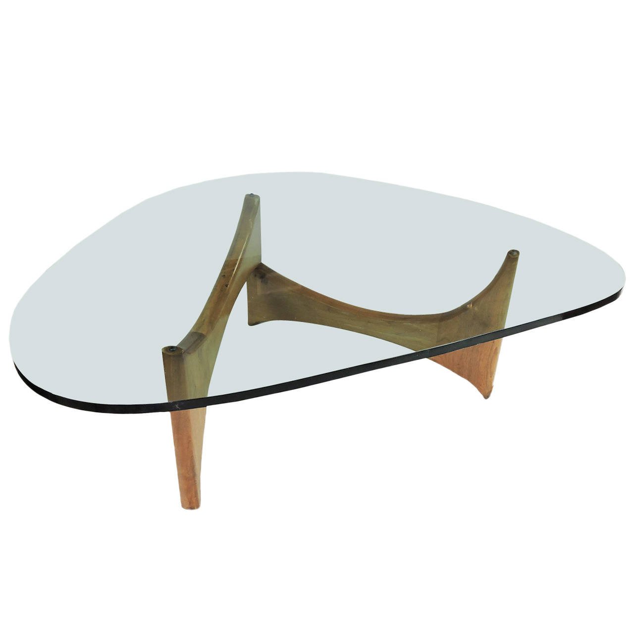 modern coffee table glass and wood photo - 2
