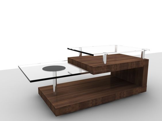 modern coffee table glass and wood photo - 3