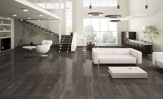 modern floor tiles living room photo - 2