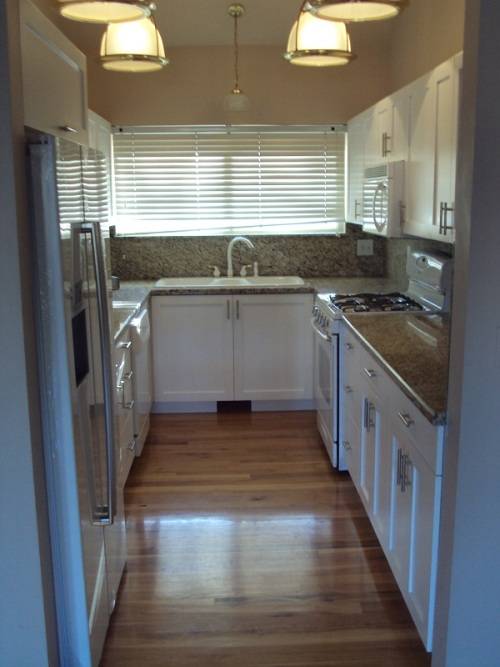 narrow u shaped kitchen designs photo - 1