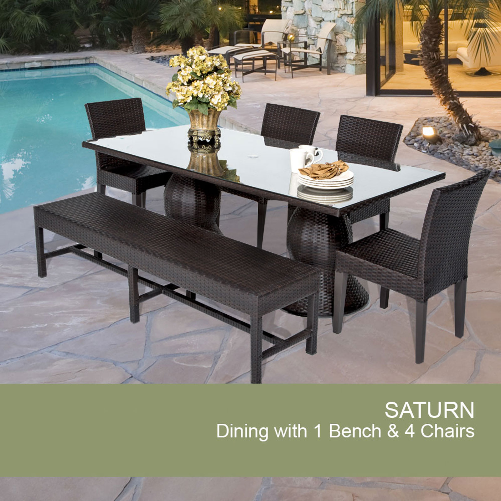 outdoor dining table bench photo - 1