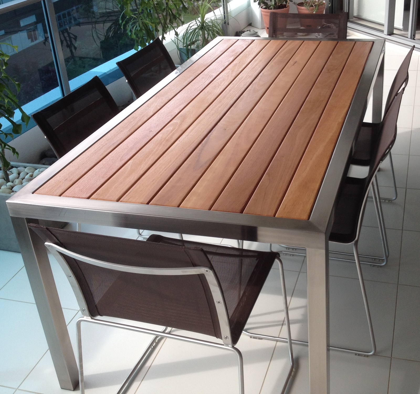 outdoor dining table bench photo - 7