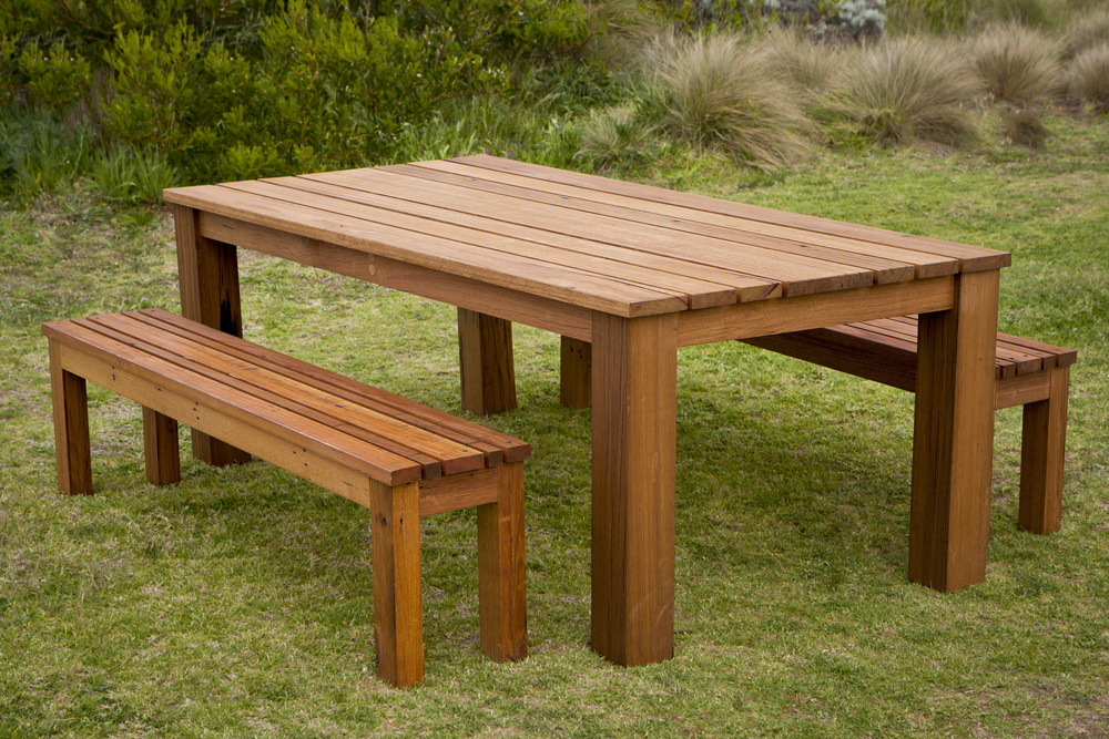 outdoor dining table bench photo - 8
