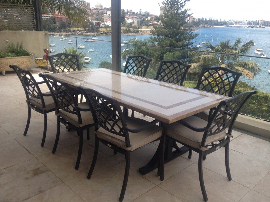 Outdoor dining table granite | Hawk Haven