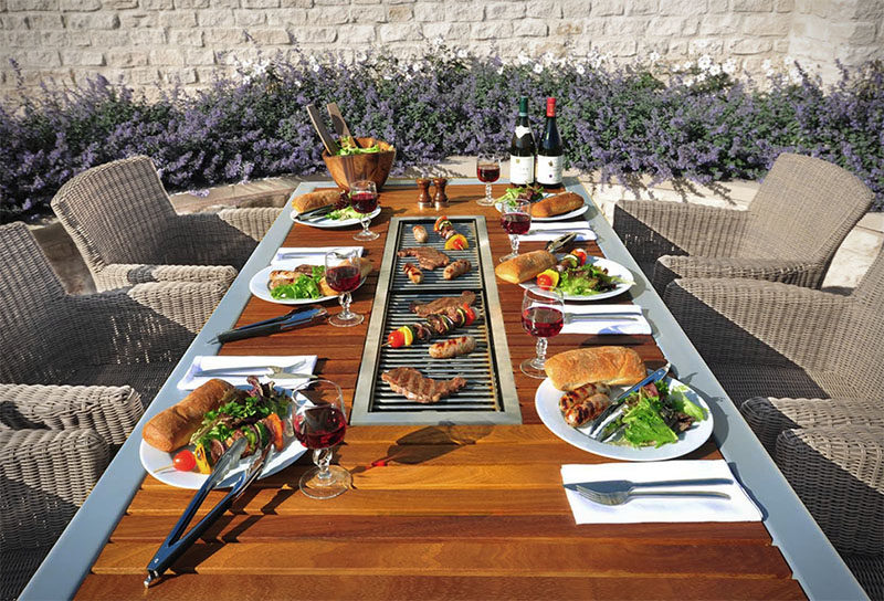 outdoor dining table with grill photo - 1