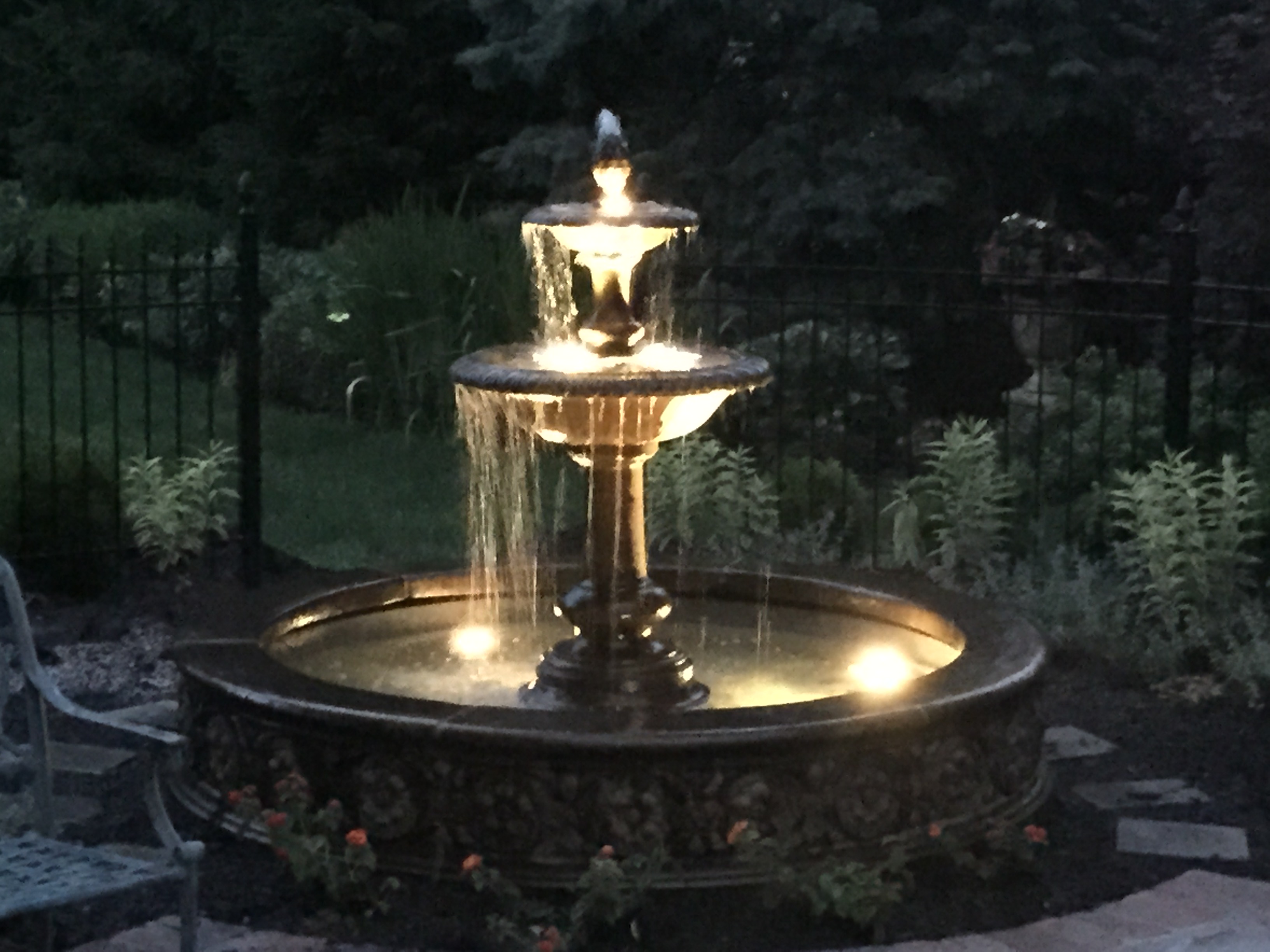 outdoor garden fountains with lights photo - 10