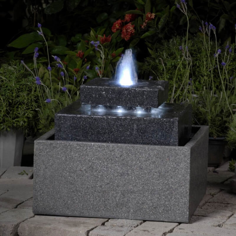 outdoor garden fountains with lights photo - 4