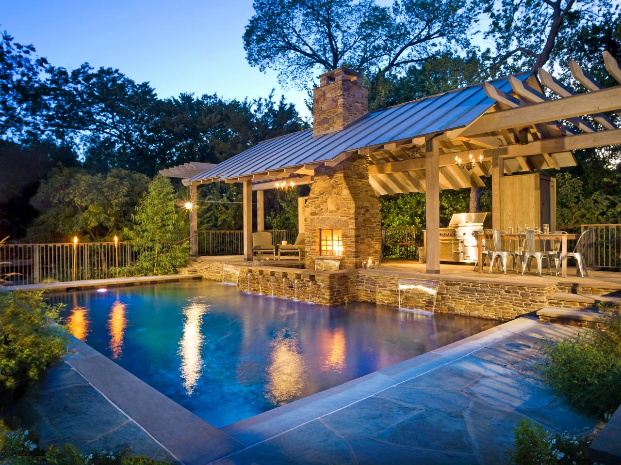 outdoor kitchen and pool photo - 3