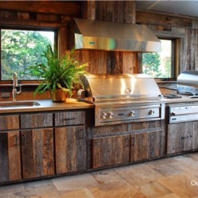  Outdoor  kitchen  wood cabinets  Hawk Haven