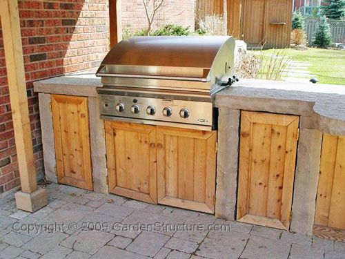 outdoor kitchen wood cabinets photo - 5