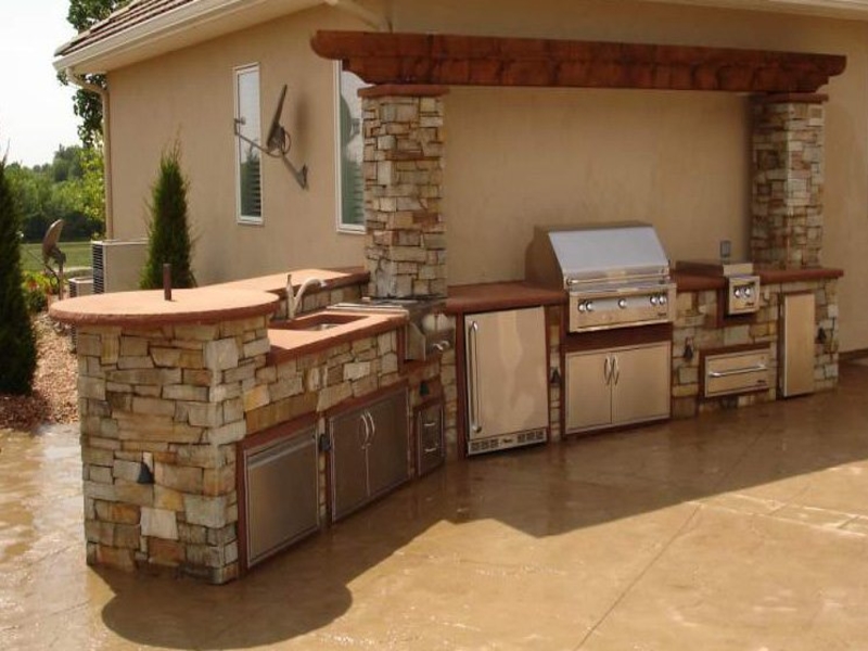 outdoor kitchen wood cabinets photo - 9