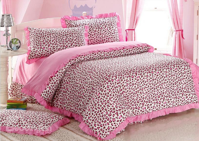 pink cheetah print bedroom set photo - 2