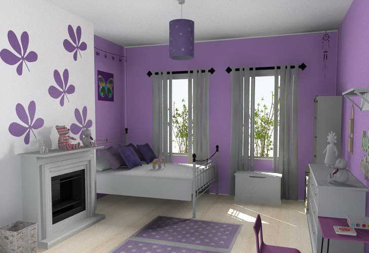 purple colored bedrooms photo - 2
