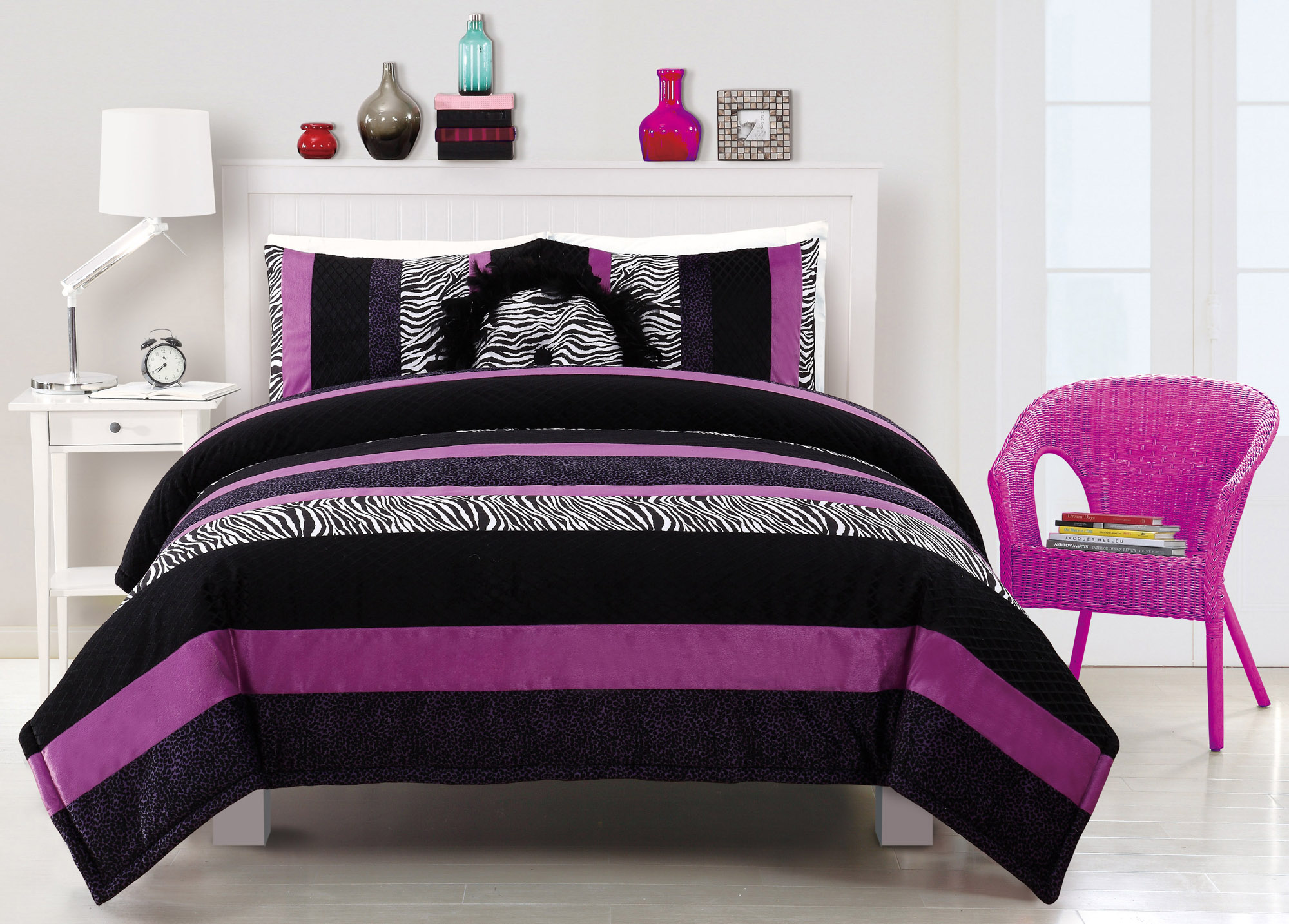 purple leopard print bedroom accessories photo - 1