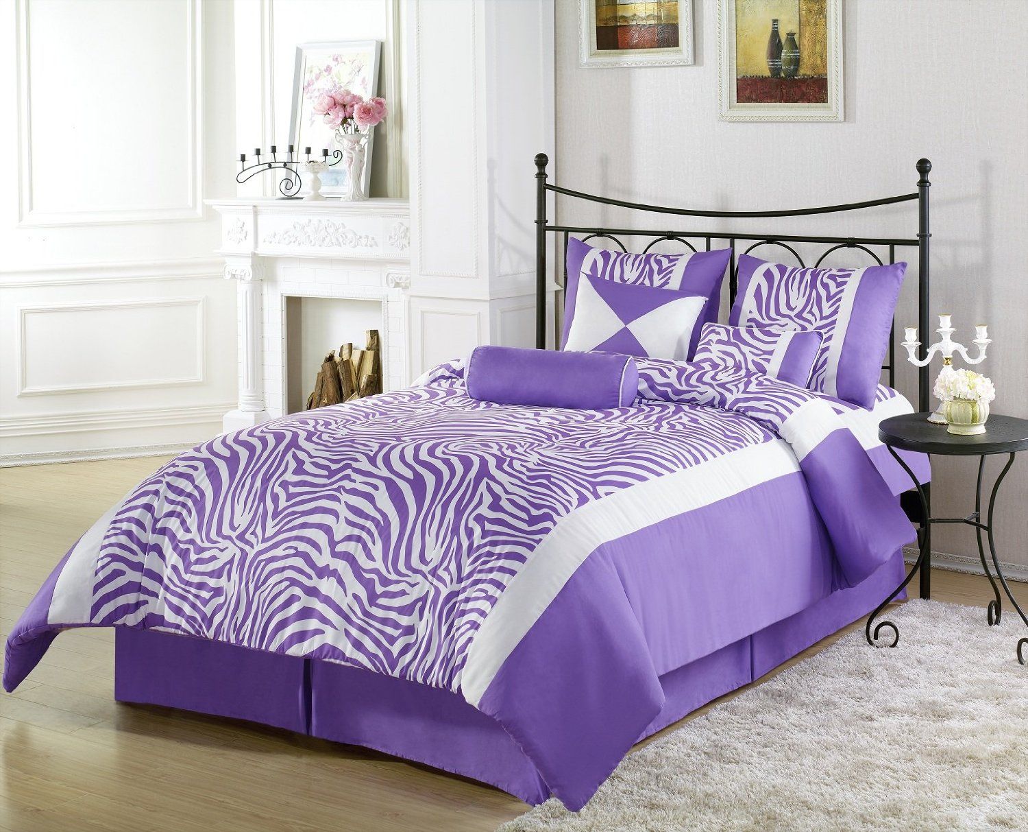 purple leopard print bedroom accessories photo - 9