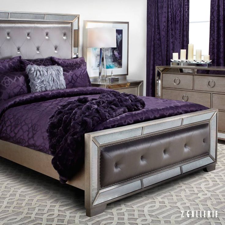 purple mirrored bedroom furniture photo - 1