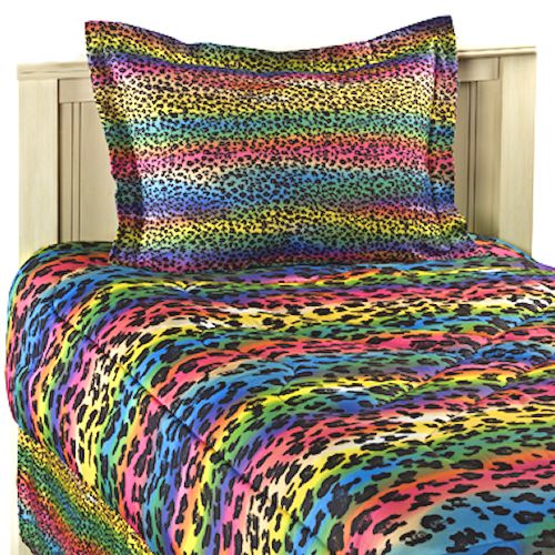 rainbow cheetah bedding photo - 8