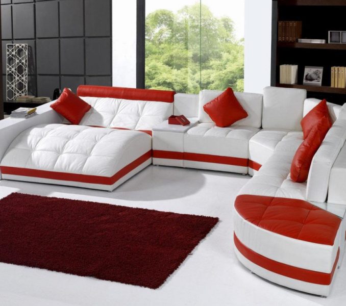 red room with white furniture photo - 4