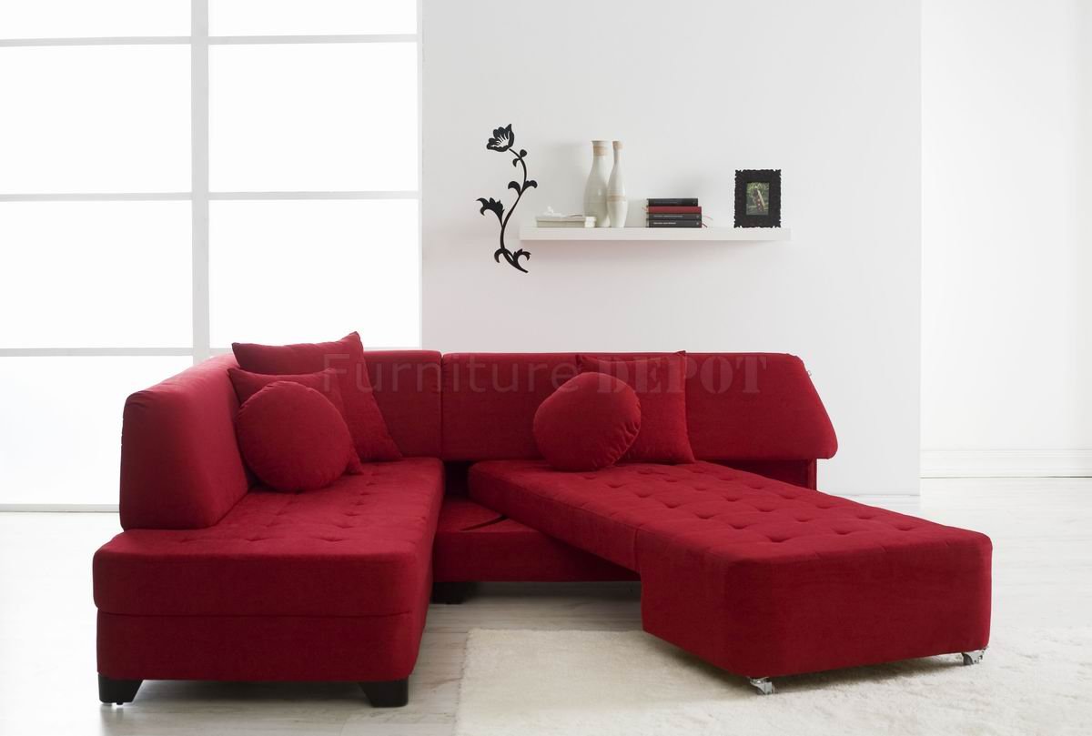 red sectional sleeper sofa photo - 1