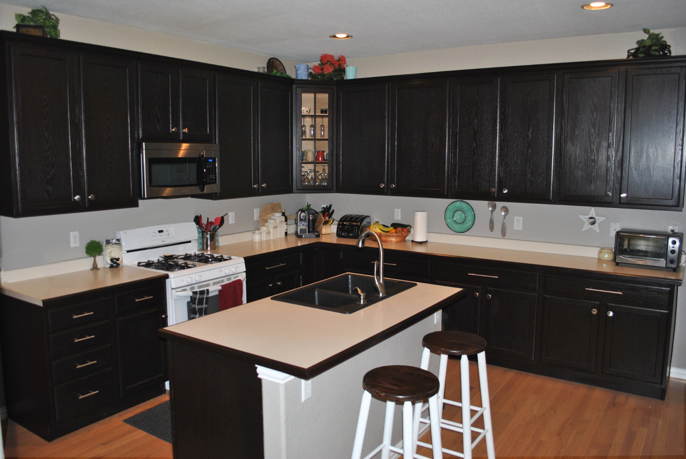 restaining kitchen cabinets gel stain photo - 10