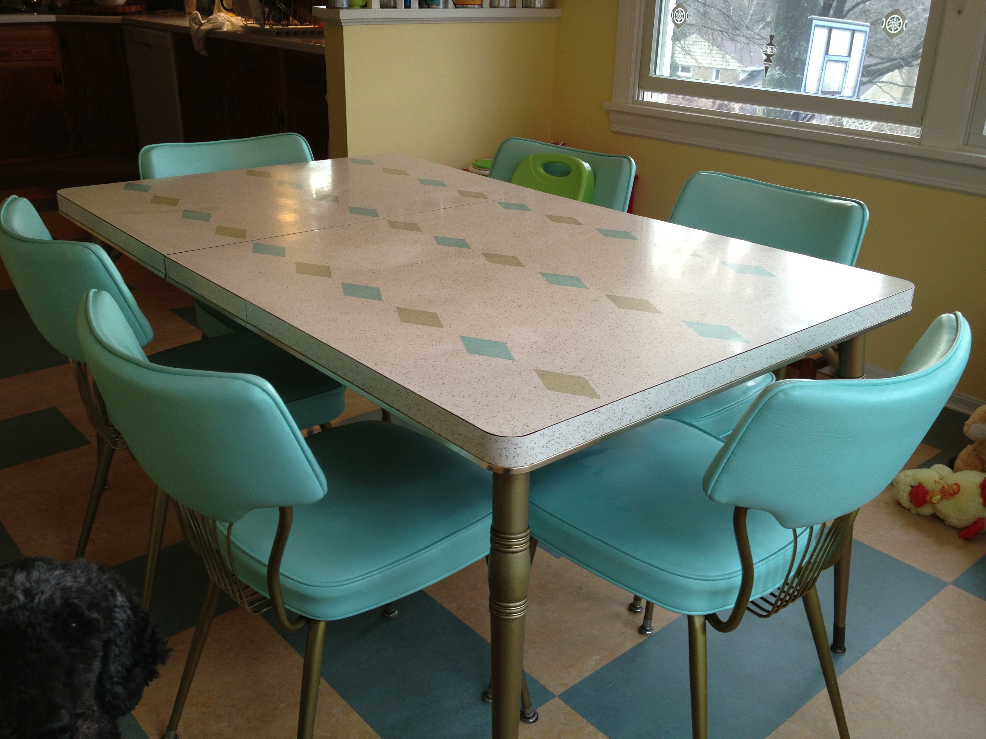 vintage enamel kitchen table and chair