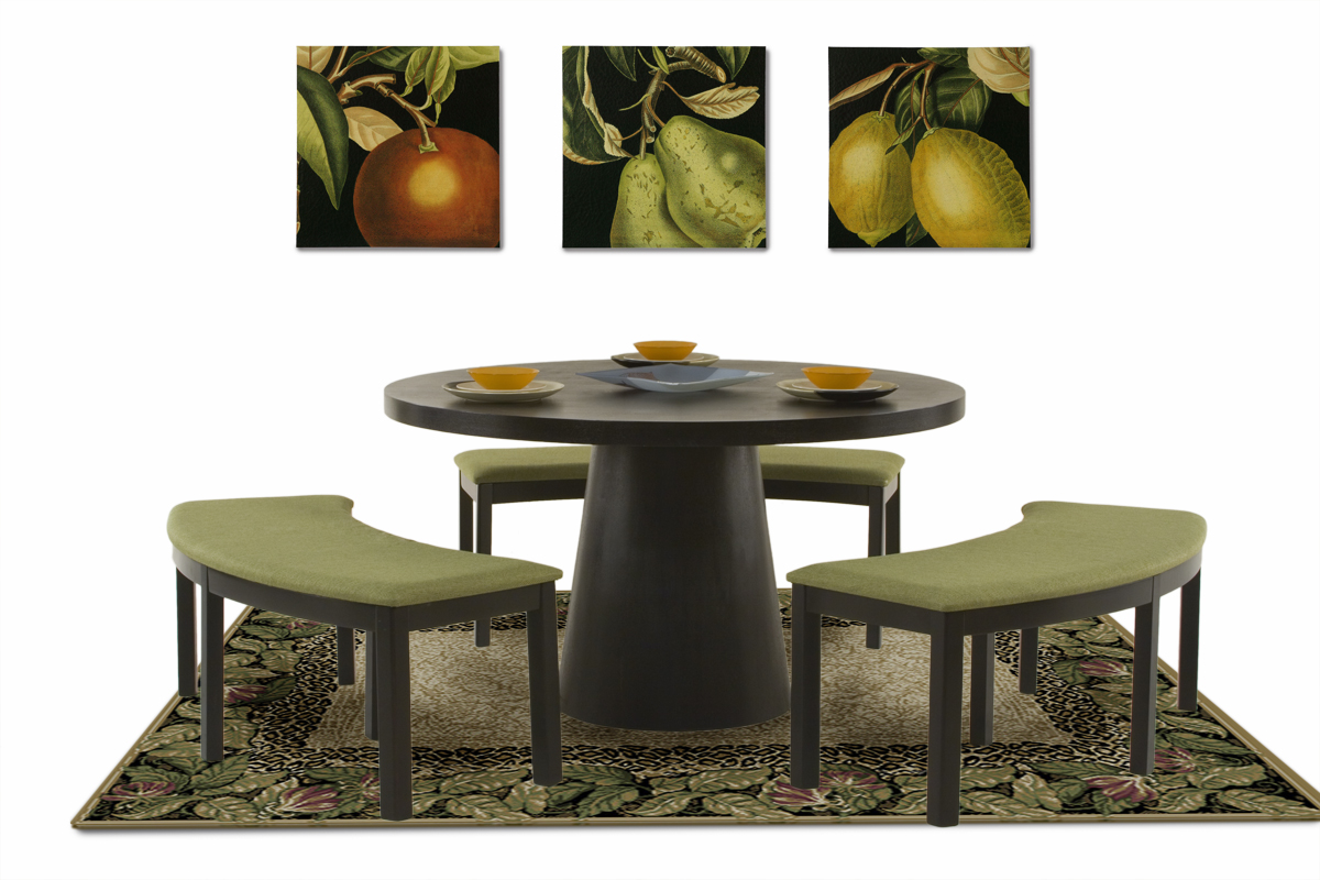 round dining table bench photo - 1