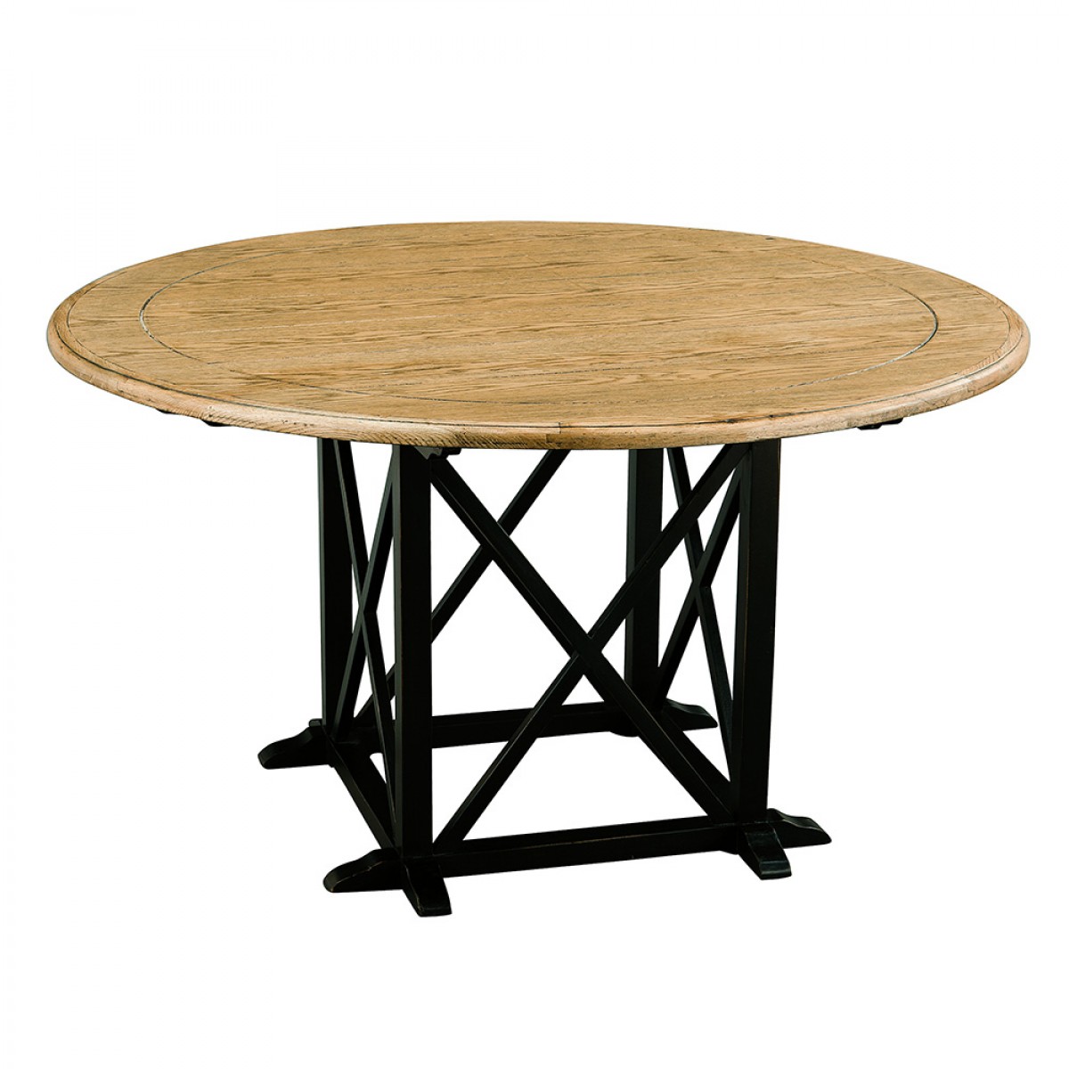 round dining table black oak photo - 3