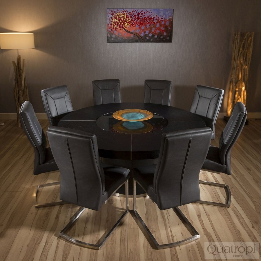 round dining table black oak photo - 7