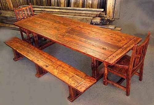 rustic dining table with bench photo - 9