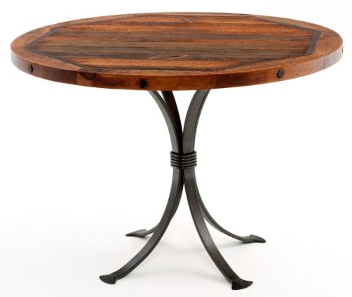rustic dining table with metal base photo - 1