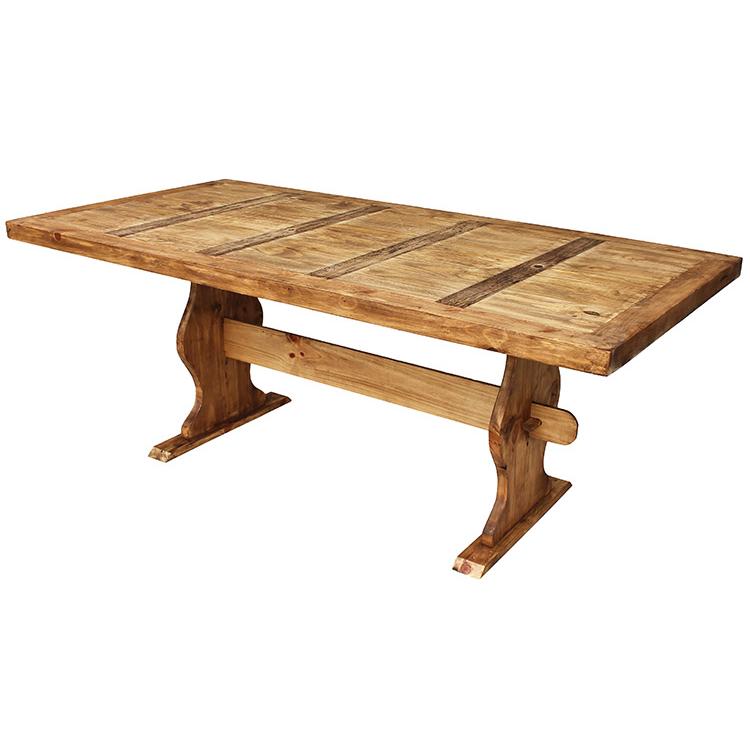 rustic pine dining table bench photo - 7