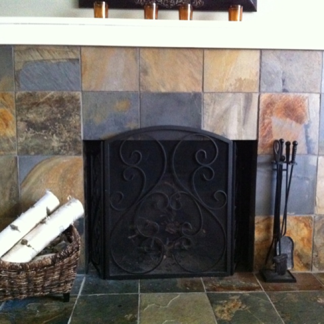 slate tile for a fireplace photo - 9