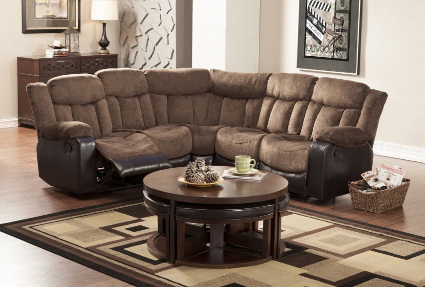 small sectional sofa with recliner photo - 9