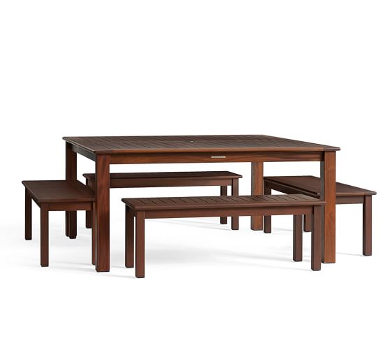 square dining table with bench photo - 1