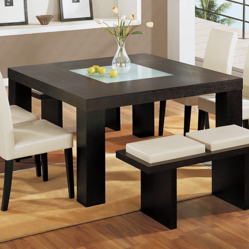 square dining table with bench photo - 7