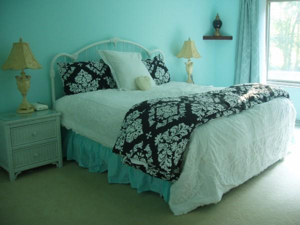 tiffany blue and black and white bedrooms photo - 1