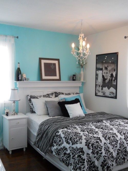 tiffany blue and black and white bedrooms photo - 3