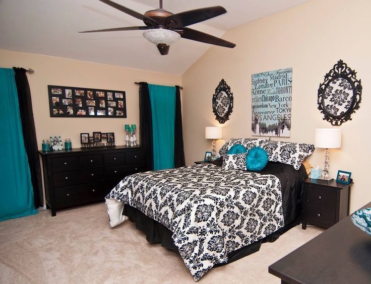 tiffany blue and black and white bedrooms photo - 5