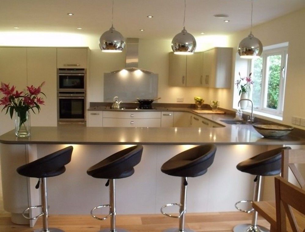 u shaped kitchen designs with breakfast bar photo - 1