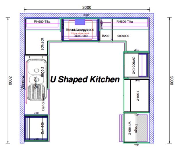 u shaped kitchen layout photo - 6