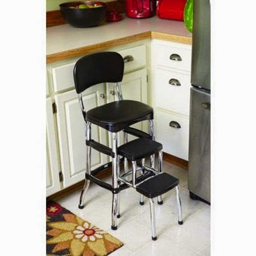 vintage kitchen retro chair bar step stool black photo - 4