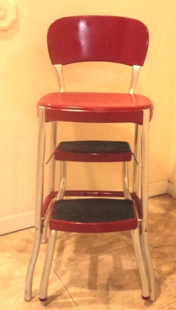 vintage kitchen retro chair bar step stool red photo - 4