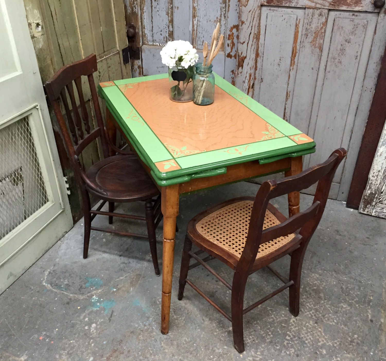 vintage kitchen table with enamel top photo - 10