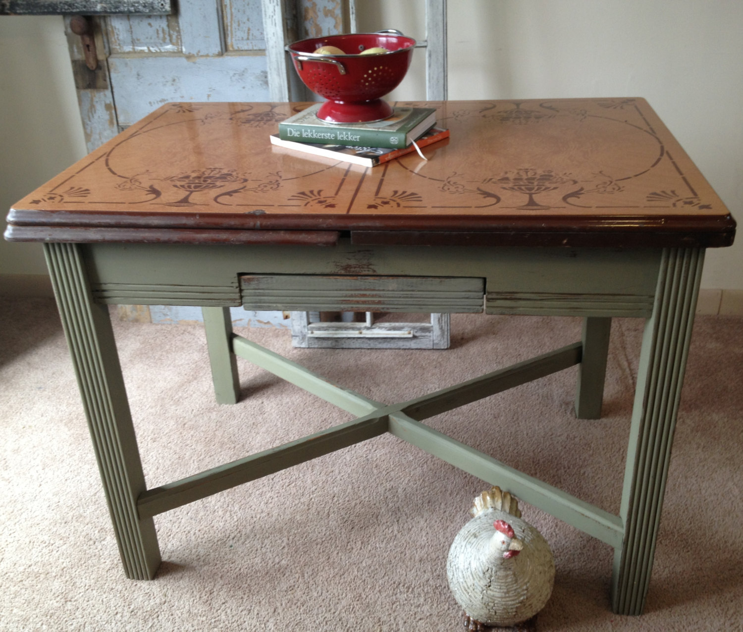 vintage kitchen table with enamel top photo - 5