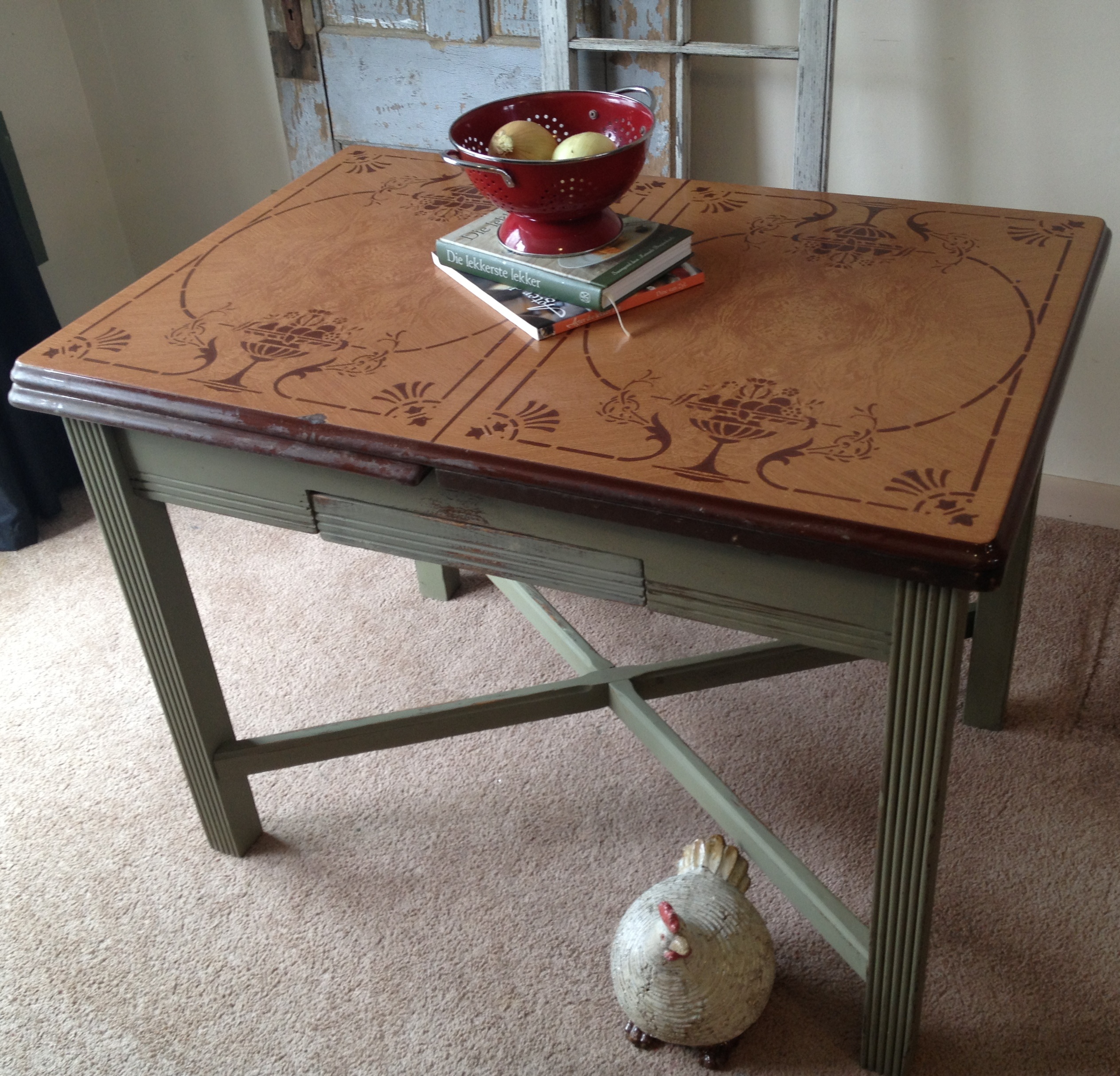 vintage kitchen table with enamel top photo - 8